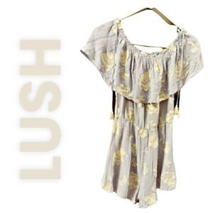 LUSH Floral Romper Light Blue & Cream Juniors Size Small